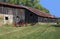 Red carriage and barn.