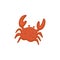 Red cartoon crab with claws up - isolated marine animal