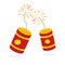 Red cartoon firecracker icon. Clipart image