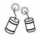 Red cartoon firecracker line icon. Clipart image