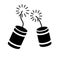 Red cartoon firecracker silhouette icon. Clipart image