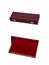 Red case with gilded locks. Box for an expensive gift. Luxury packaging isolate on a white background