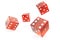 Red Casino dice, concept of gambling, on white background, 3d rendering