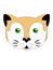 Red cat - cartoon face. Red and white cat head with green eyes - vector stylized picture