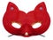 Red cat mask with black whiskers, shiny nose and golden eyebrows