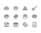 Red caviar flat line icons set. Canned fish eggs, tobiko roe, appetizer vector illustrations. Outline signs for seafood