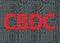 Red CBDC inscription from binary code on black binary code background