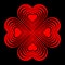 Red Celtic heart knot - stylized symbol. Made of hearts. Four-leaf clover.