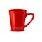 Red ceramic coffee mug, tea cup for hot beverages