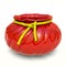 Red ceramic Flower Pot with yellow cord
