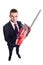 Red chainsaw businessman