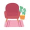 Red chair potted plant in carpet decoration home interior isolated design