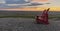 Red Chairs in Grasslands National Park at Sunrise