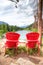 Red Chairs at Valley of the Five Lakes in Jasper National Park