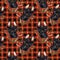 Red checked fabric pattern. scotch terrier dog on the check plaid seamless texture. watercolor tartar background.