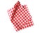 Red checkered folded cloth isolated,kitchen picnic towel top view