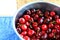 Red cherries in a bowl