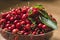 Red cherries in bowl