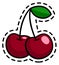 Red cherries sticker. Sweet summer color patch