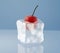 a red cherry in ice cube