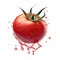 Red Cherry Tomato Splash Isolated on White Back Ground