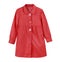 Red child`s cotton coat isolated,girl`s fashion outwear