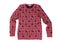 Red Children knitted sweater with a deer pattern. Isolate on w