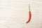 Red chili pepper over wooden background