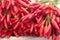 Red chili pepper sold in a food market stall