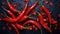 red chilies on a black board