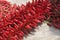 Red chilli drying outdoors under the sun. Strong taste, hot. Vietnam