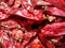 Red chilli drying in sunlight in india