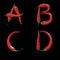 Red chilli pepper capital letters alphabet - letters A-D