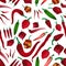 Red chilli peppers types of hot chillies simple colorful collection seamless pattern eps10