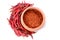 Red chillies with red chilly powder