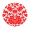 Red Chinese chrysanthemum flowers in circle pattern