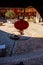 Red Chinese lantern in a Hakka Tulou traditional housing, Fujian