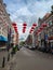 Red chinese lanterns above the street