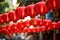 Red Chinese lanterns for Chinese New Year in Chinatown, Bangkok, Thailand, Red lanterns for Chinese New Year in the city of