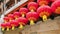 Red Chinese lanterns in the temple in China town, Bangkok.