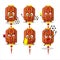 Red chinese long lamp cartoon character working as a Football referee