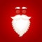 Red Christmas background with Santa beard and glasses