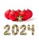 Red christmas ball and 2024 number