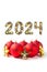 Red christmas ball and 2024 number