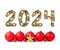 Red christmas ball and 2024 number