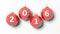 Red Christmas balls and text 2016
