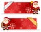 Red Christmas Banners with Santa Claus