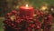 Red Christmas candle with holly