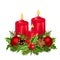 Red Christmas candles. Vector illustration.