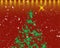 Red Christmas card background xmas yellow text christmast tree new year